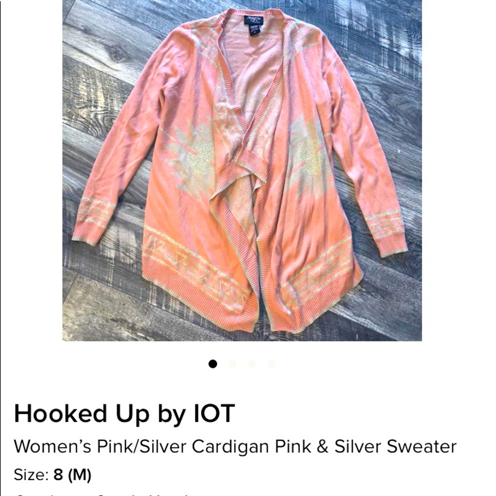Women’s pink & silver cardigan sweater